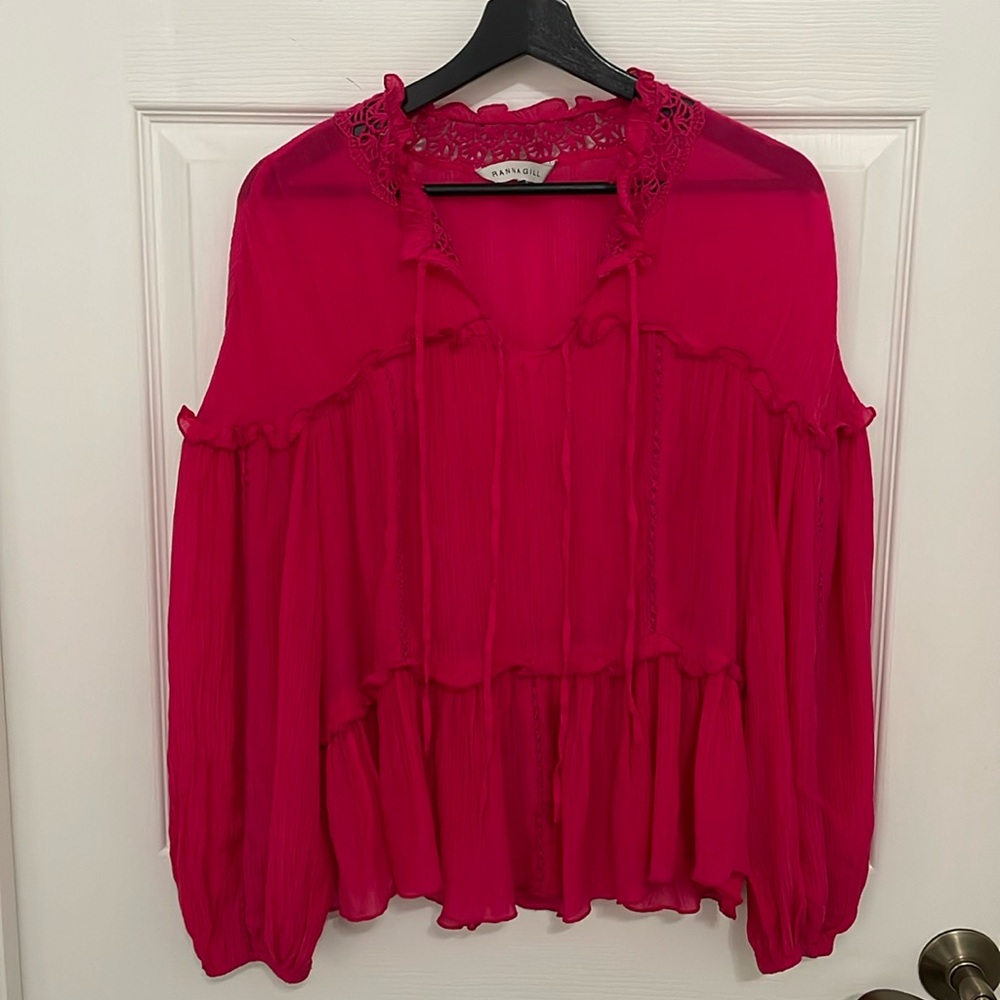 Anthropologie Ranna Gill women’s pink poet peasant long sleeve blouse